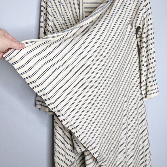 Ioanna Kourbela Ivory Striped Open Front Waterfall Cardigan Size M - Picture 6 of 7